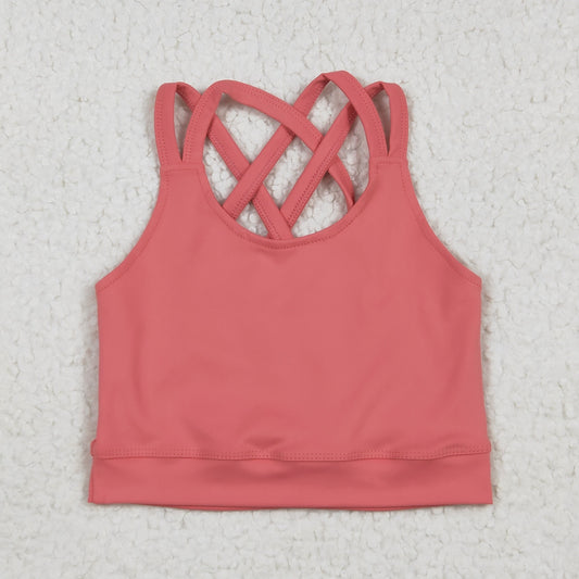 RTS NO MOQ GT1004 Pure coral red camisole yoga top