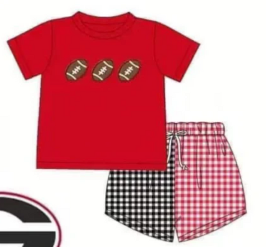 PRE ORDER Deadline July 30 custom no moq Children's boutique clothing Red short-sleeved shorts suit