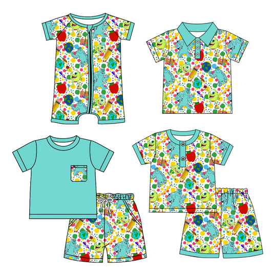 12.28 custom each style moq 5eta 4-6week Sibling Sister cartoon baby girl sets 1 and sets 2 and boy rompers and top match family design