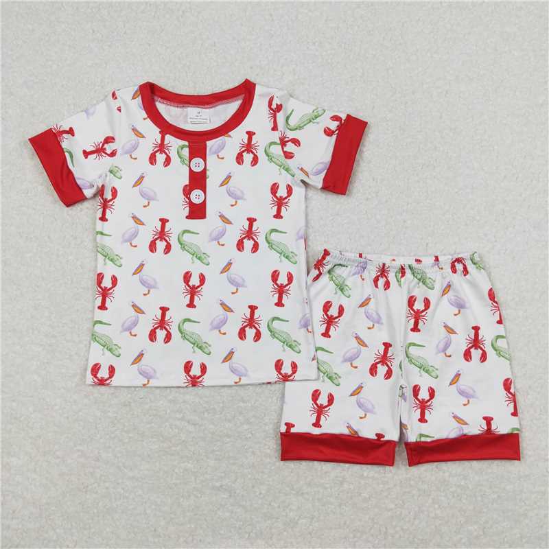 Baby Girls boys lobster print red boys and girls set Family siblings set