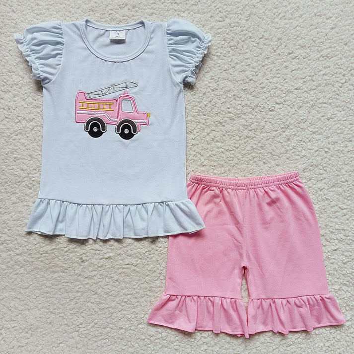 RTS NO MOQ baby girls Clothes short sleeve shorts Sets