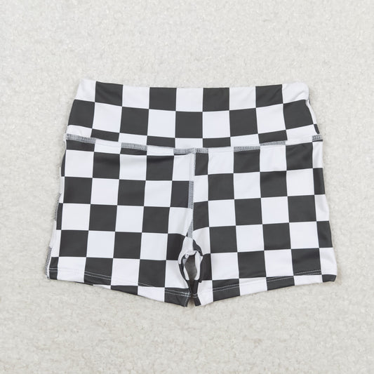 rts no moq SS0219 Black and white plaid shorts