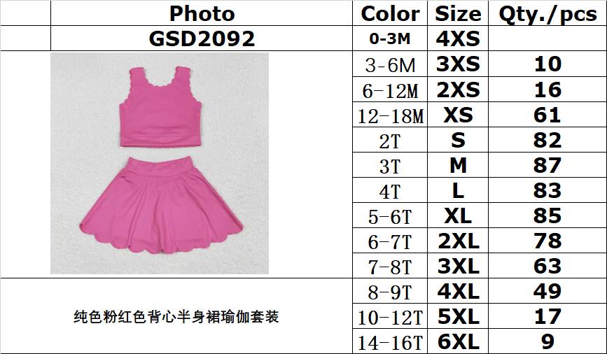 RTS NO MOQ GSD2092 Pure pink vest skirt yoga set