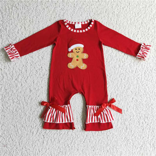 RTS NO MOQ（In Stock ) LR2196 Embroidered Christmas long-sleeved jumpsuit