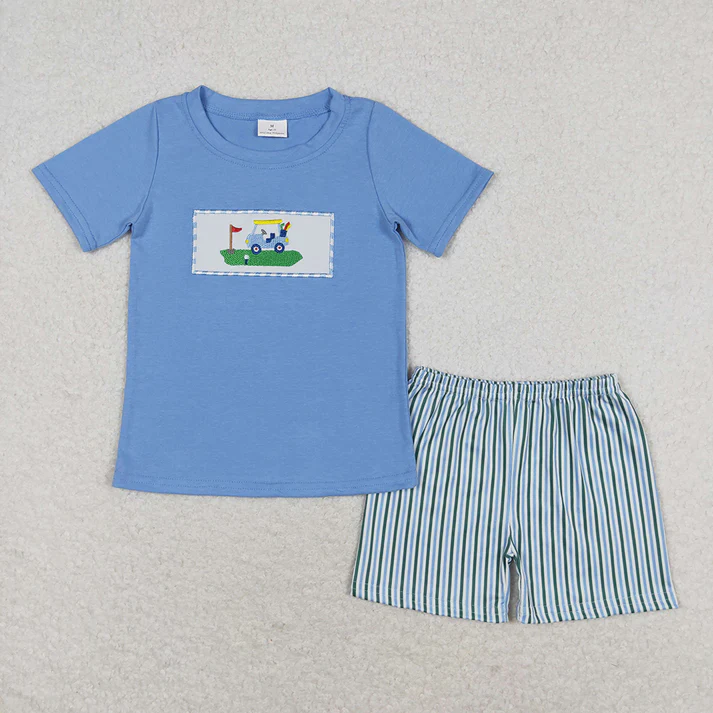 RTS NO MOQ Baby Girls and Boys Summer Short Sleeve Shorts Sets
