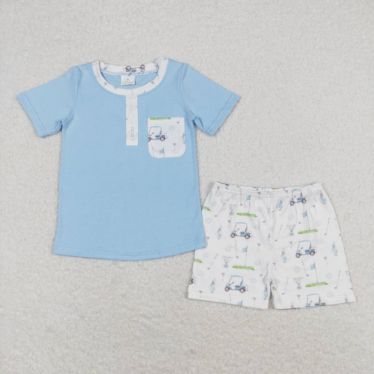 RTS	Golf Pocket Blue Short Sleeve White Shorts Set BSSO0615