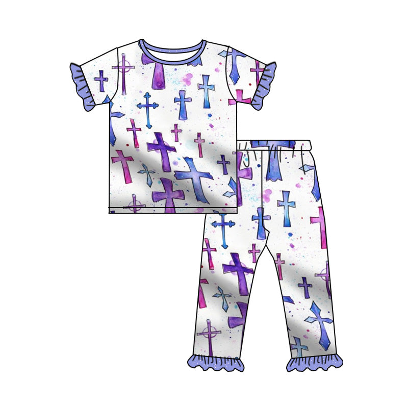 1.4 custom each style moq 5eta 4-6week Sibling Sister baby girls short sleeve pants sets 1 and sets 2 and sets 3 match design