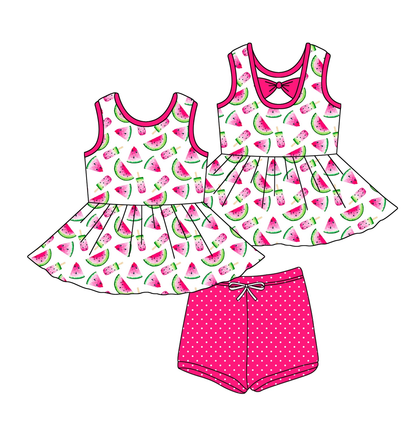 1.11 custom each style moq 5eta 4-6week Sibling Sister baby girls short sleeve shorts sets 1 and sets 2 and sets 3 match design