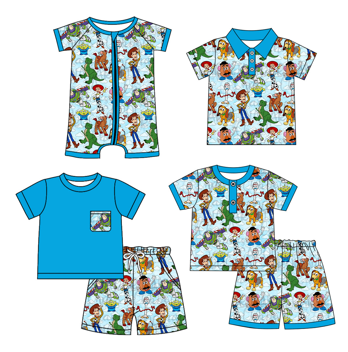 12.28 custom each style moq 5eta 4-6week Sibling Sister cartoon baby girl sets 1 and sets 2 and boy rompers and top match family design