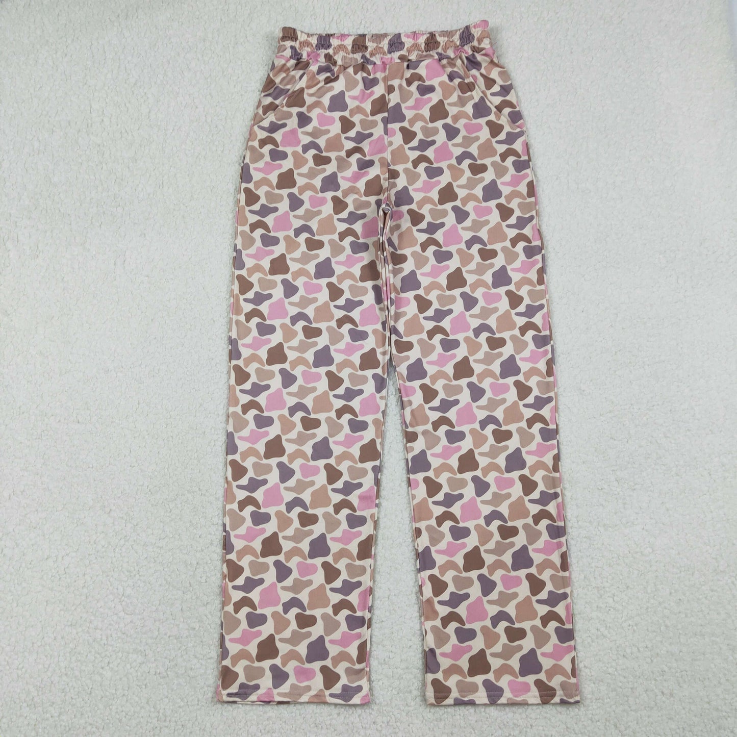 RTS NO MOQ（In Stock) P1001 Adult Women's Pocket Pink-Brown Camouflage Pants