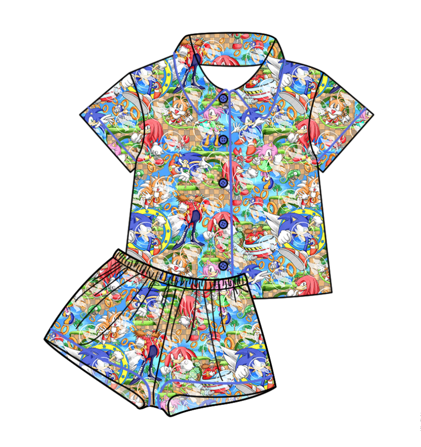 Custom moq 3 eta 7/8week moq 5 eta /4/5week baby girls clothes short sleeve shorts sets