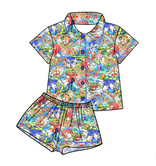 Custom moq 3 eta 7/8week moq 5 eta /4/5week baby girls clothes short sleeve shorts sets