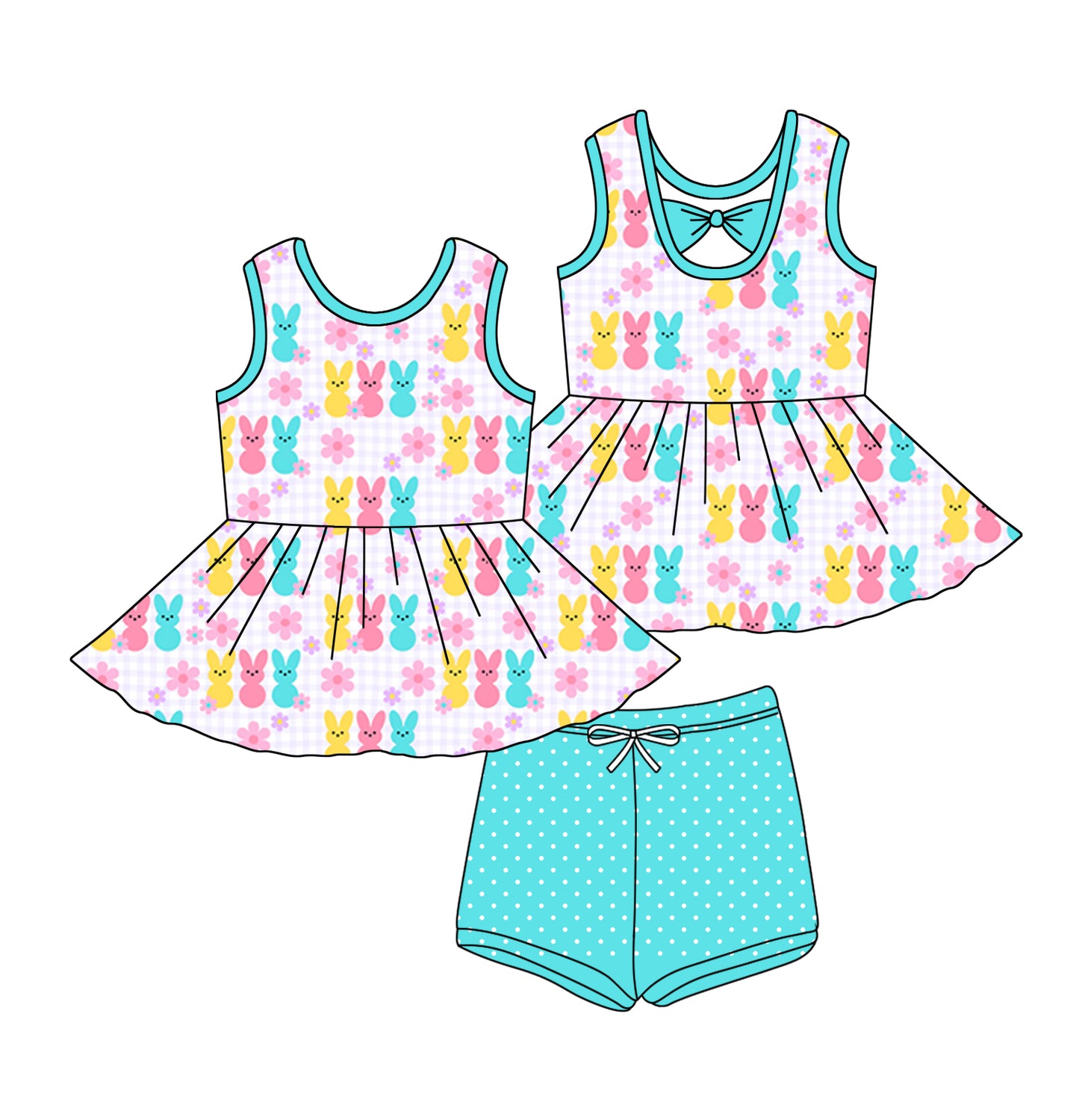 1.11 custom each style moq 5eta 4-6week Sibling Sister baby girls short sleeve shorts sets 1 and sets 2 and sets 3 match design