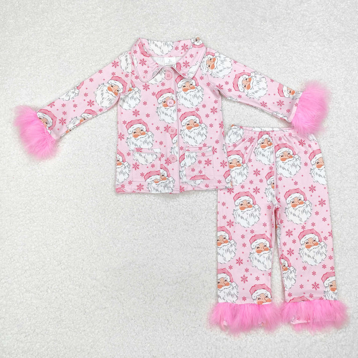 RTS NO MOQ Sibling baby girl clothes Christmas bow Plush long sleeve pants Sets