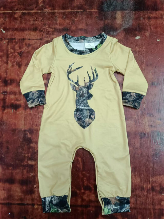 Custom moq 3 eta 6-7weeks  Camouflage elk yellow long romper