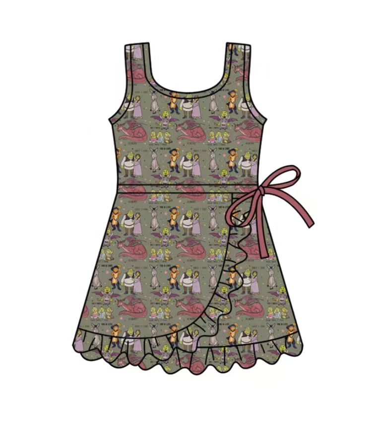 Custom moq 5 mix size milk silk baby girl clothes summer cartoon sleeveless dress