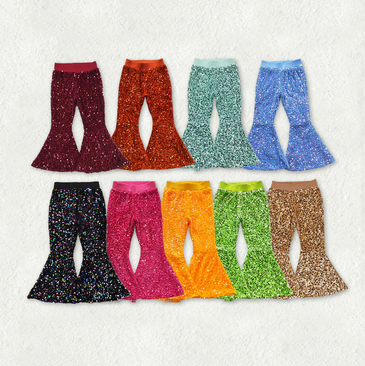 RTS NO MOQ Sibling baby girl clothes SEAUIN All Colors Sequined Gari Safety Pants add  lining