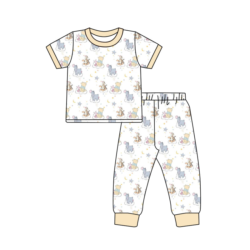 Custom moq 3 eta 7/8week moq 5 eta /4/5week cartoon Short Sleeve Pants Set