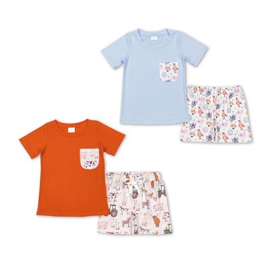 RTS NO MOQ Baby Girls and Boys Short Sleeve Shorts Sets