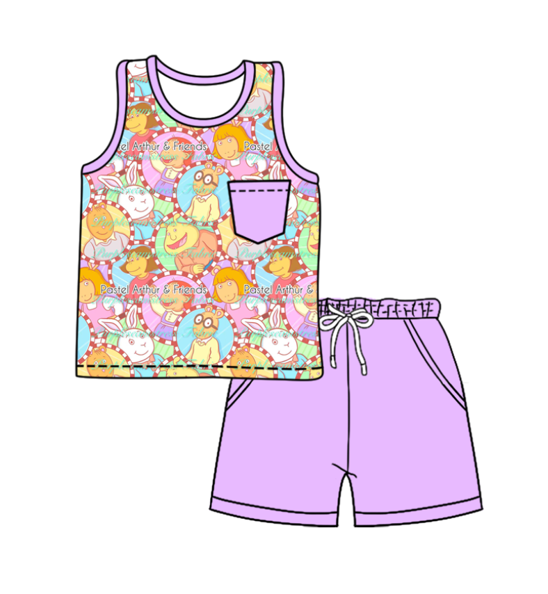 Custom moq 5 mix size milk silk baby girl boy clothes cartoon short sleeve shorts sets 2 and dresses and top