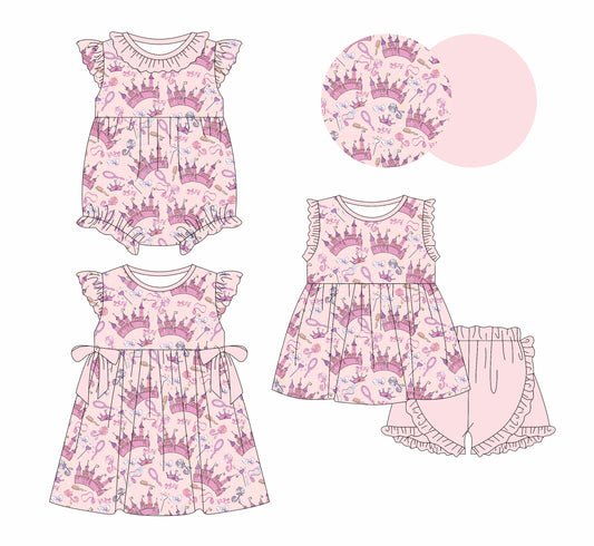 1.4 custom each style moq 5eta 4-6week Sibling Sistes baby girl short sleeve shorts sets and dress and rompers match family design