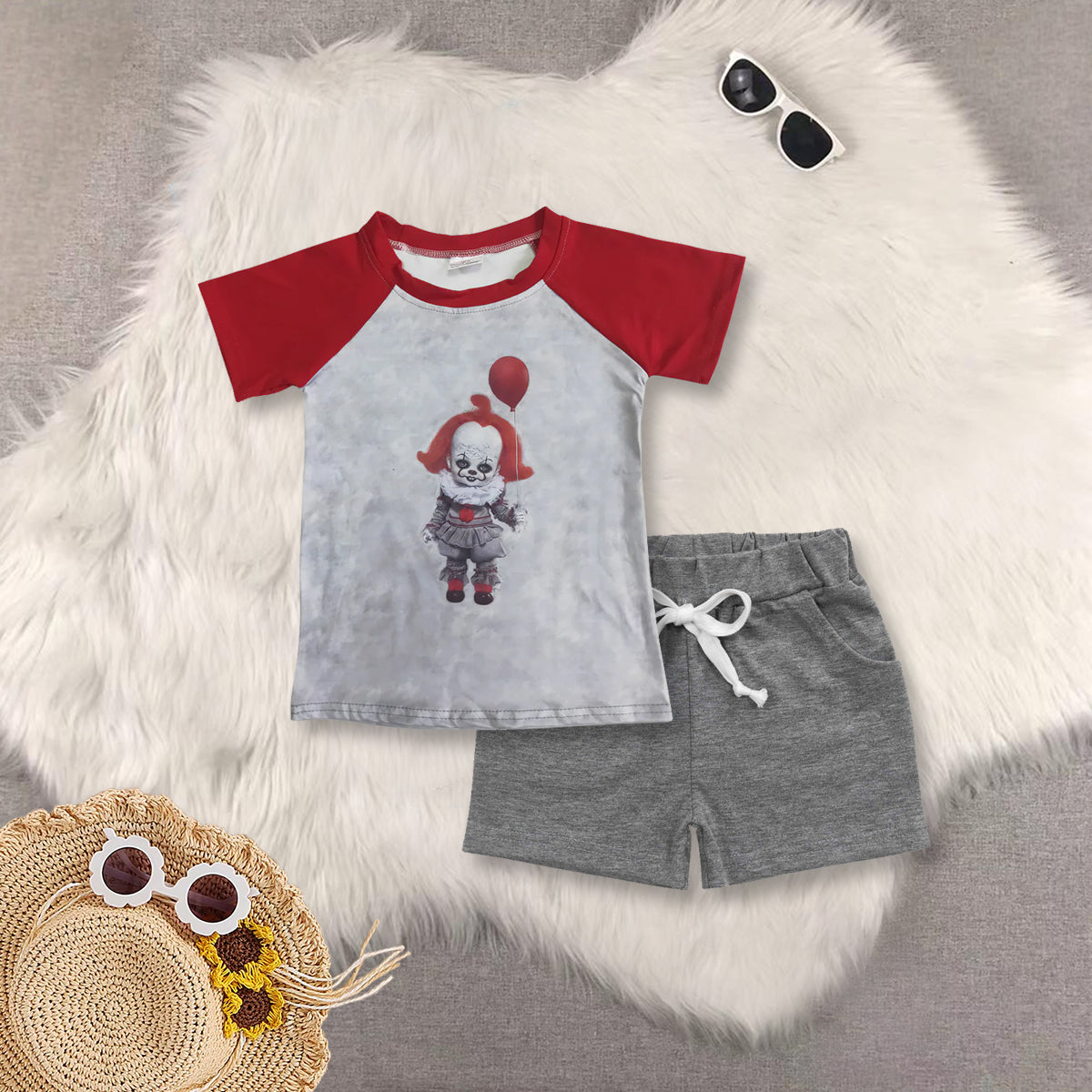 RTS NO MOQ Sibling baby boys clothes Short Sleeve Suit  & Top and shorts