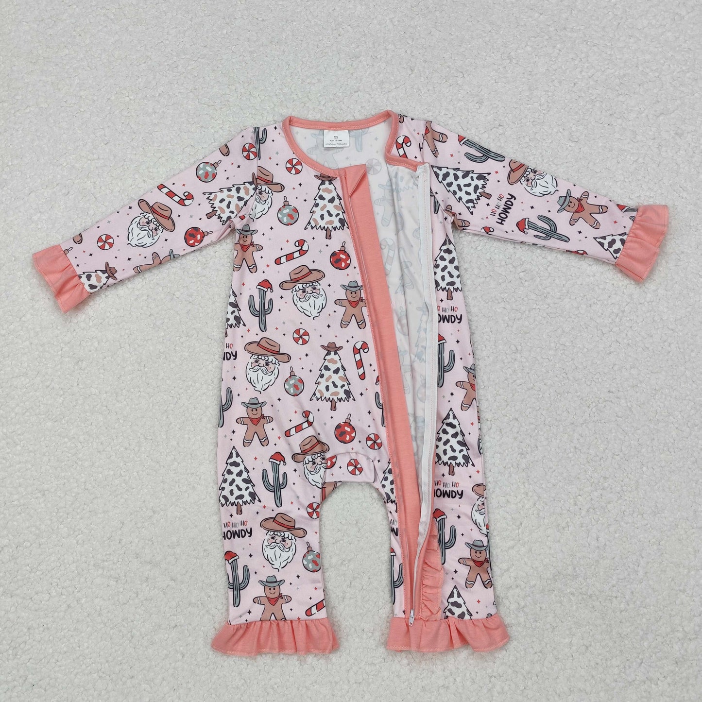 RTS NO MOQ ETA 5/7days arrived LR1675 Cowboy hat Santa Claus cactus gingerbread man pink zipper long sleeve jumpsuit