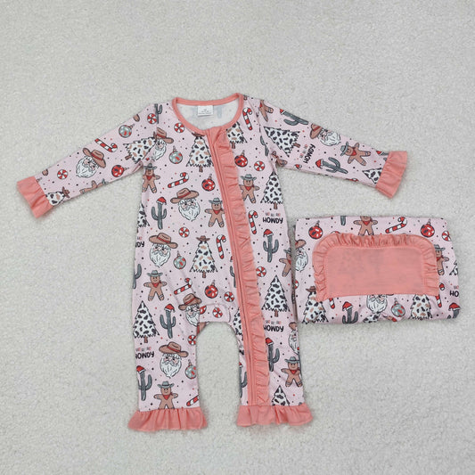 RTS NO MOQ ETA 5/7days arrived LR1675 Cowboy hat Santa Claus cactus gingerbread man pink zipper long sleeve jumpsuit