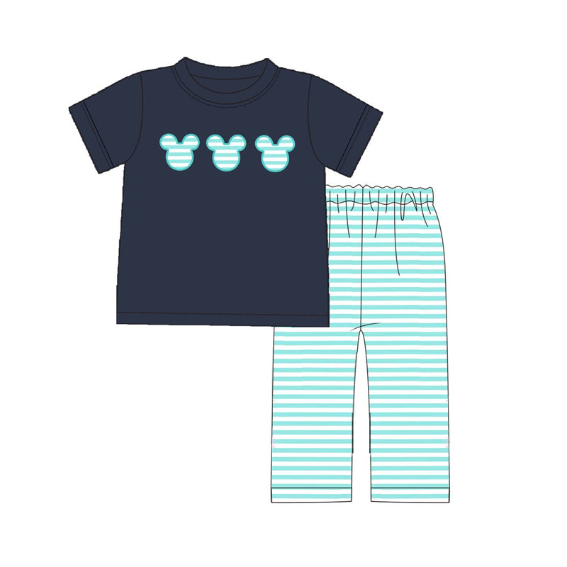 custom moq 5 eta 5-6weeks Mickey Girls Short Sleeve Long Pants Set