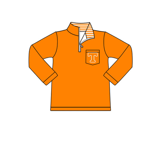 custom moq 3 eta 6-8weeks baby boy clothes school colors are orange pullover long sleeve top