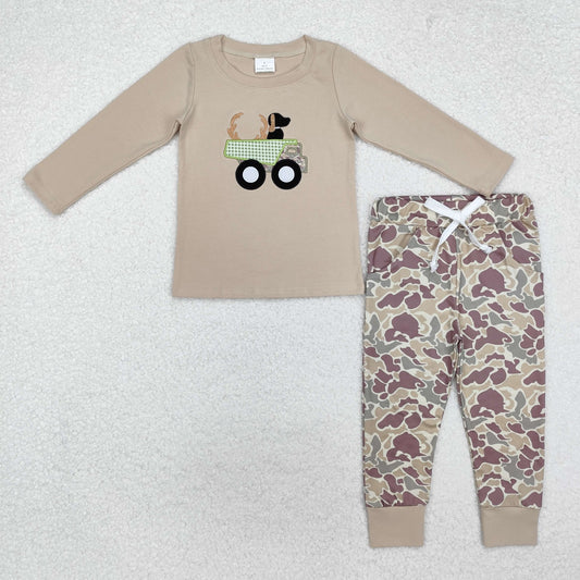 RTS NO MOQ ETA 5/7days Arrived BLP0886 Embroidered deer horn puppy truck long sleeve camouflage pants suit