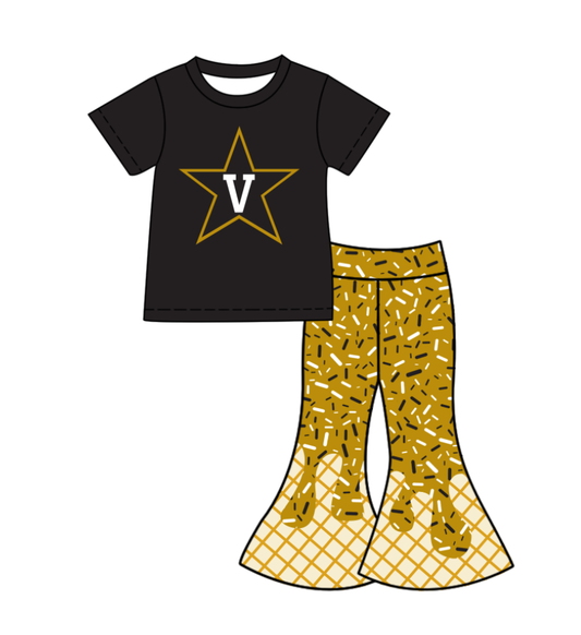 Custom moq 5 mix size milk silk summer teams baby girls clothes black short sleeve pants sets-25.11.25