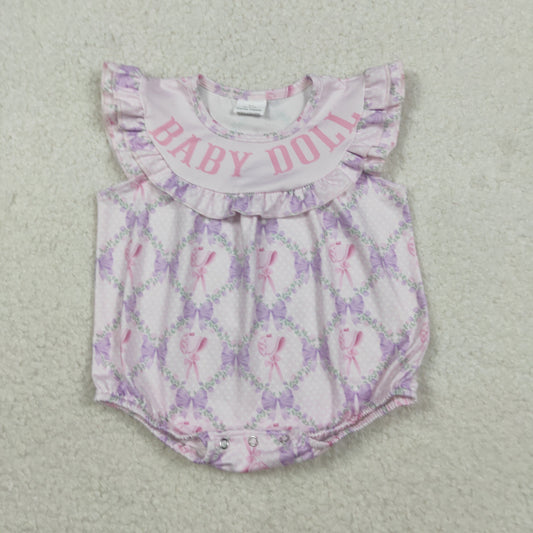 RTS NO MOQ（In Stock) SR3292 Baby Doll Floral Bow Pattern Plaid Vest Onesie