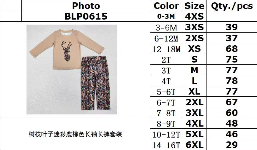 RTS NO MOQ ETA 5/7days arrived BLP0615 Branch leaf camouflage deer brown long sleeve pants suit