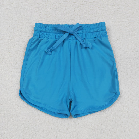 RTS NO MOQ SS0504 Solid sky blue yoga shorts