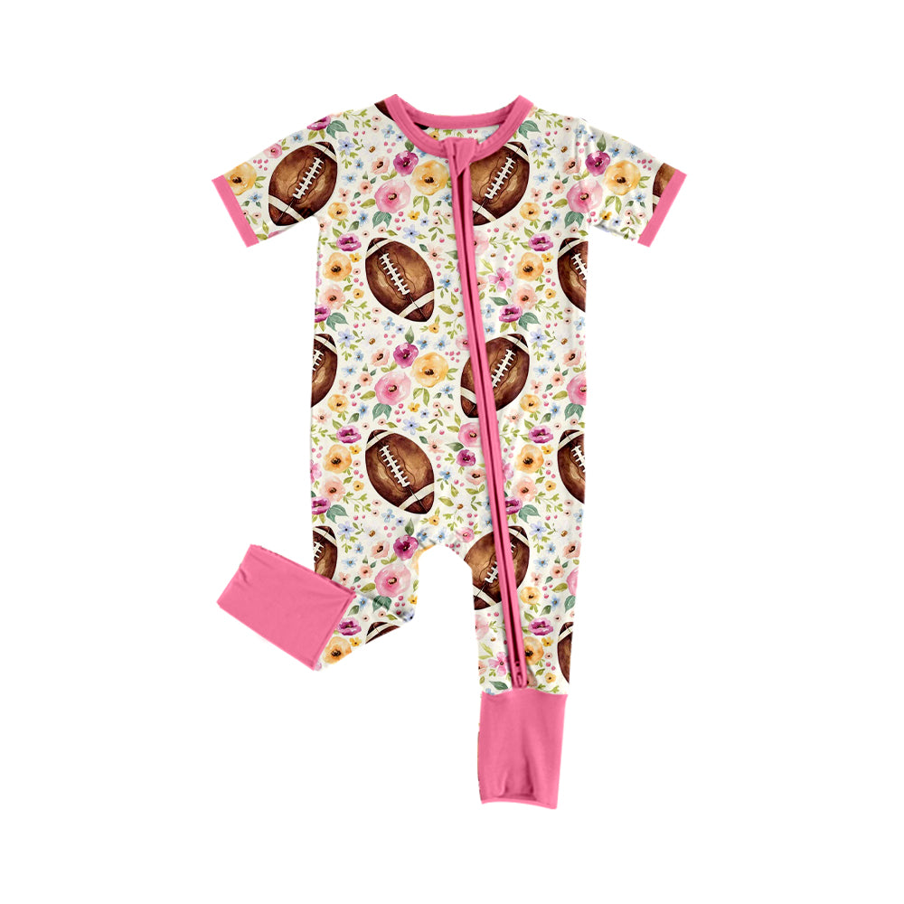 5.2custom each style moq 5eta 4-5week Sibling Sister football floral prints girls jumpsuits and dress and baby romper match family design