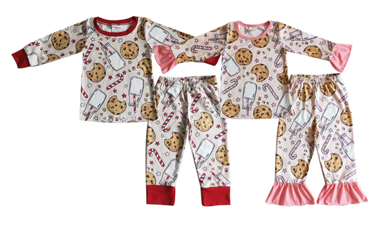 Baby Girls boys Milk biscuit print off-white Family siblings set