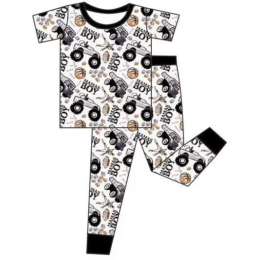 5.15custom each style moq 5eta 4-5week Sibling Sister MAMAS BOY print black boys outfits and baby romper match family design