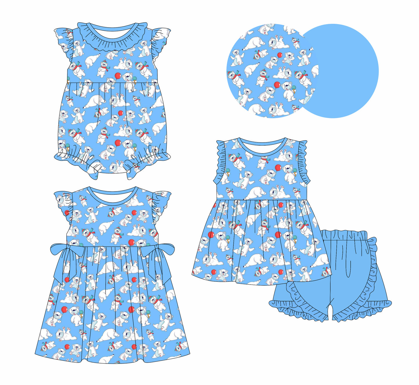 1.4 custom each style moq 5eta 4-6week Sibling Sister baby girl short sleeve shorts sets and dress and rompers match family design