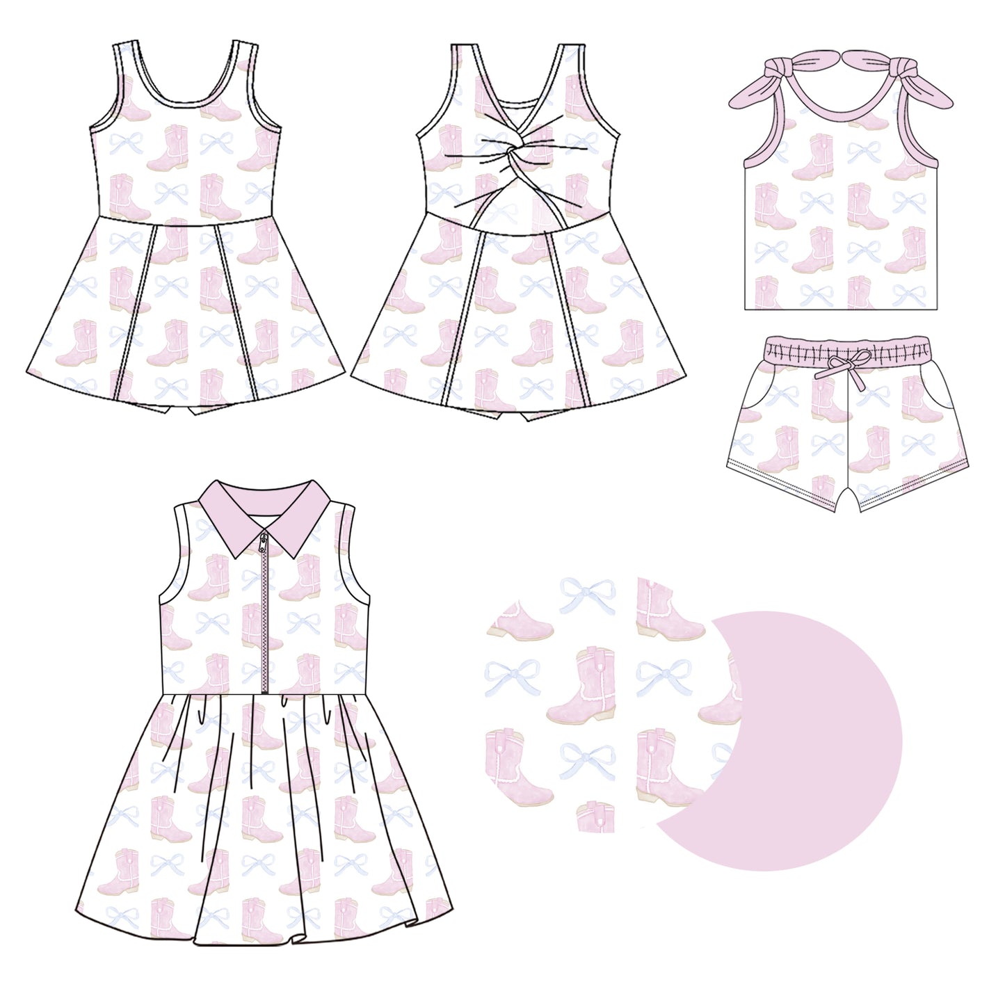 1.23 custom each style moq 5eta 4-6week Sibling Sister bow boot baby girl short sleeve shorts sets and sets 2 and dress match design