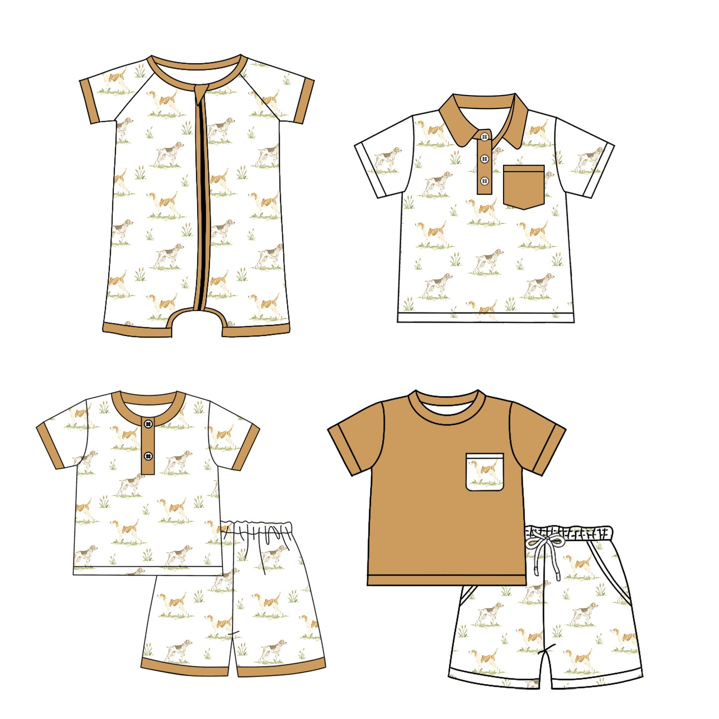 3.17 custom each style moq 5eta 4-6week Sibling Sister puppy baby girl sets 1 and sets 2 and boy rompers and top match family design