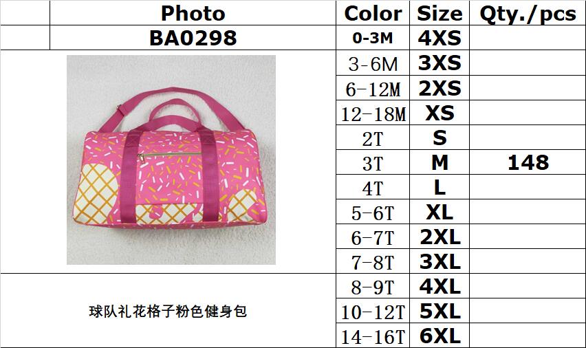 RTS NO MOQ BA0298 Team Fireworks Plaid Pink Gym Bag