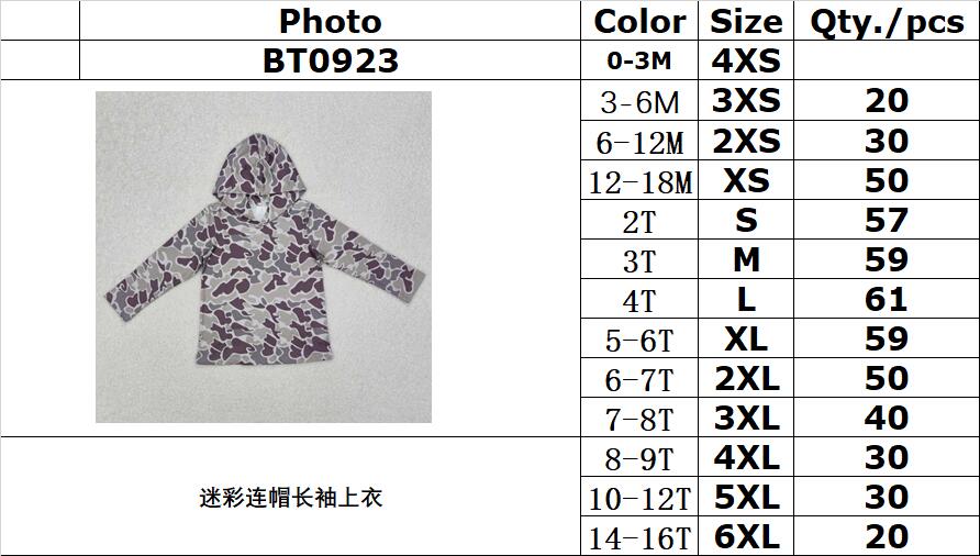 RTS NO MOQ ETA 5/7days Arrived BT0923 Camouflage hooded long-sleeved top