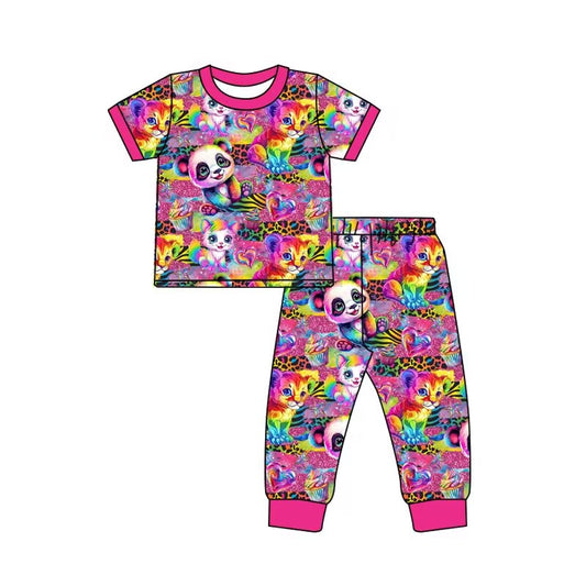 custom moq 5 eta 5-6weeks baby girls clothes cartoon rose red short sleeve grid Pants Sets