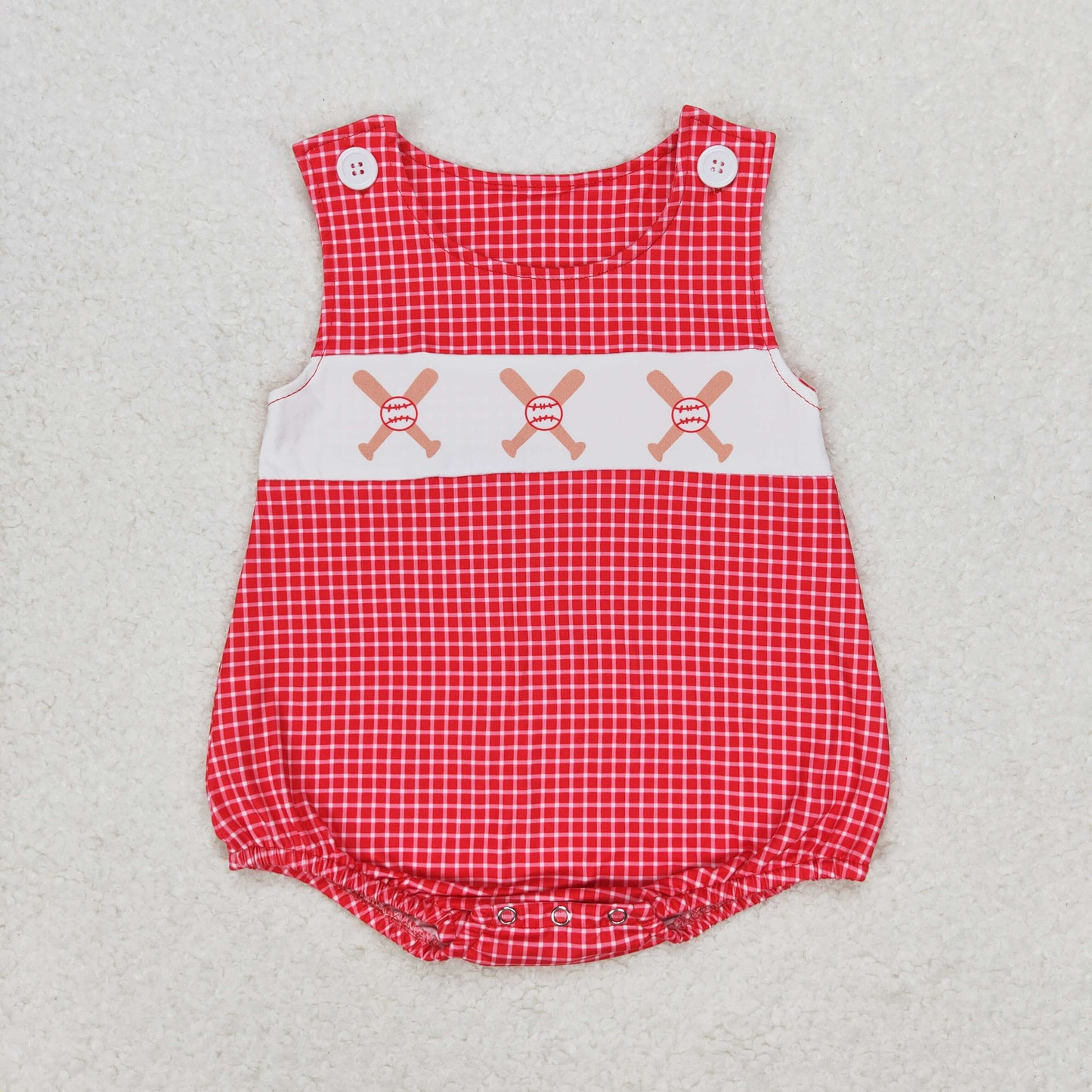 RTS no moq SR1338 Baseball red plaid vest jumpsuit