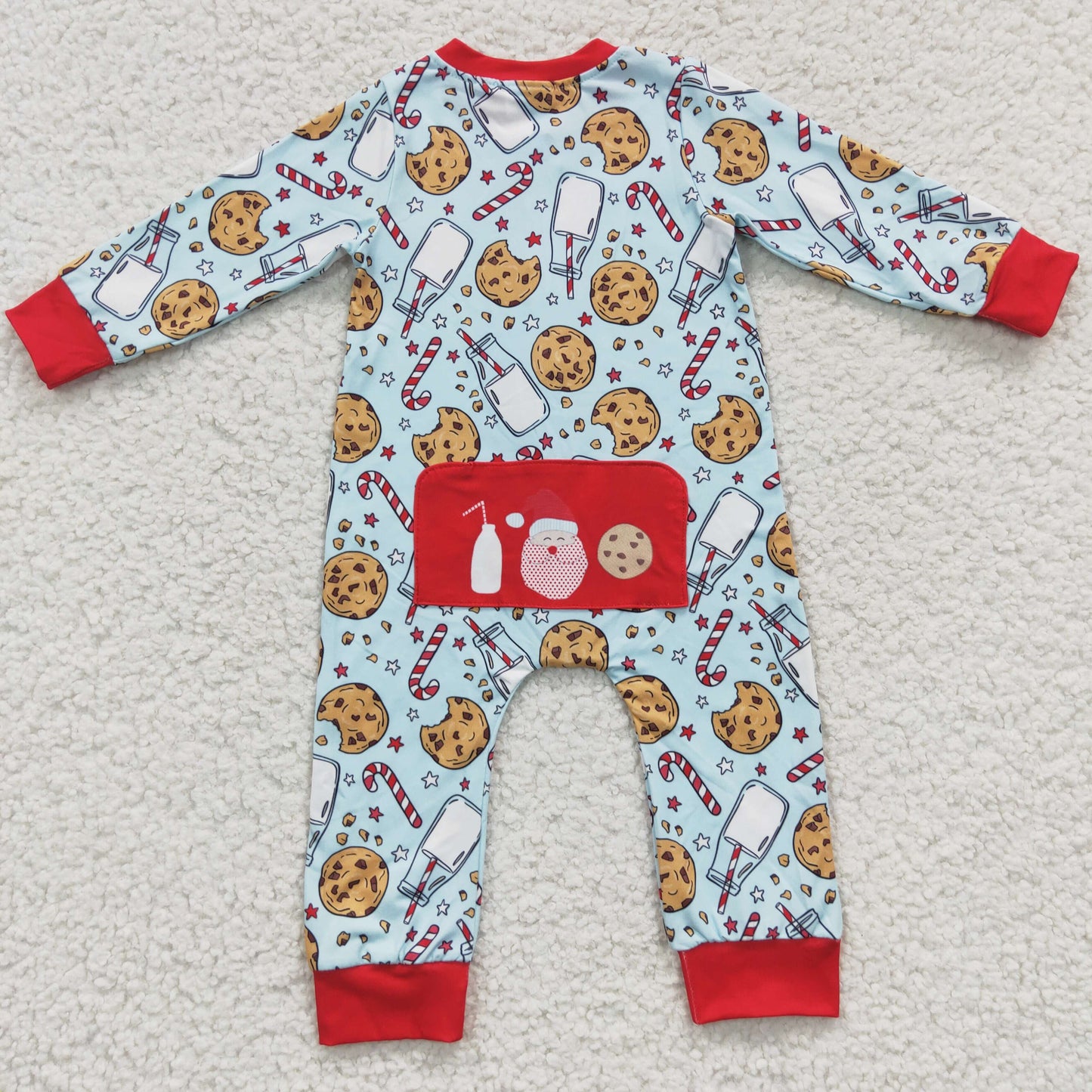 LR0186 baby Christmas romper long sleeve long pants baby boys romper milk silk cartoon print