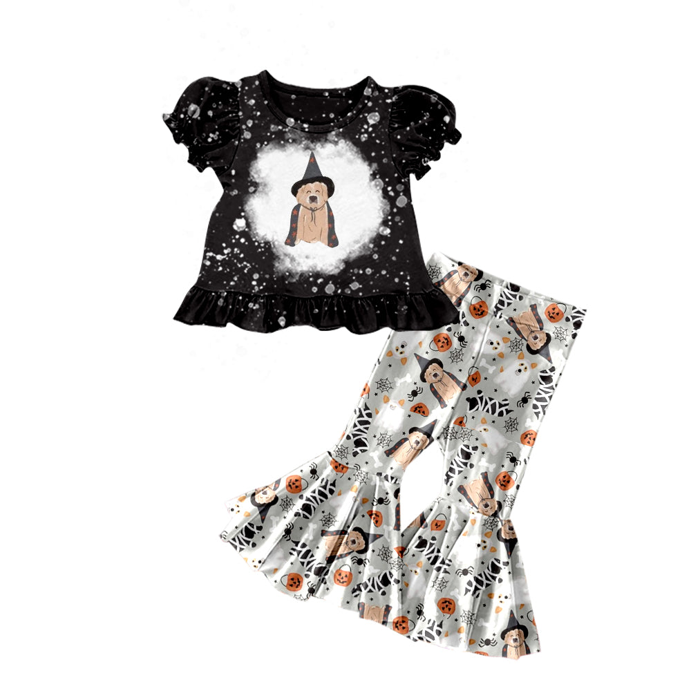 5.1custom each style moq 5eta 4-5week Sibling Sister Halloween wizard dog prints gray girls outfits and boys outfits