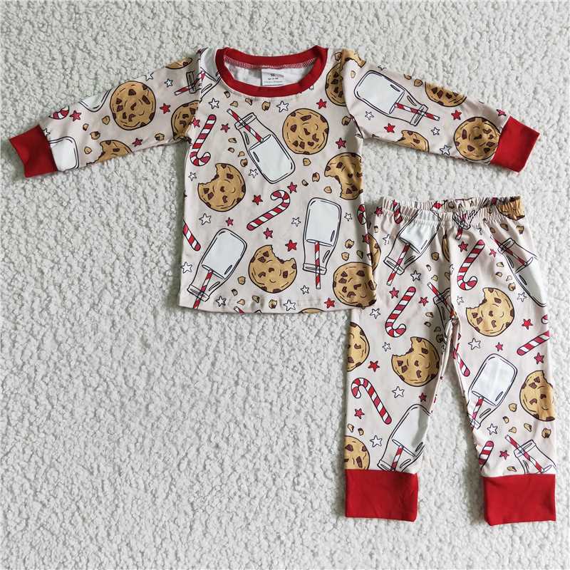 Baby Girls boys Milk biscuit print off-white Family siblings set