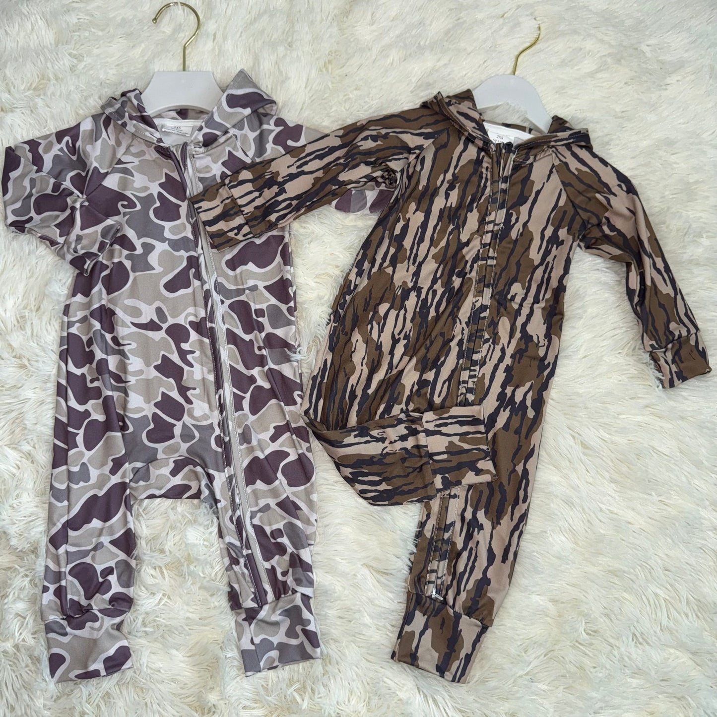 RTS NO MOQ Sibling baby Boys clothes camouflage hooded long sleeve rompers