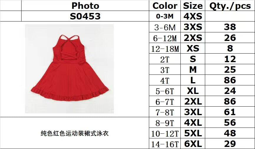 RTS NO MOQ ETA 5-7DAYS ARRIVED S0453 Pure red sportswear skirt swimsuit